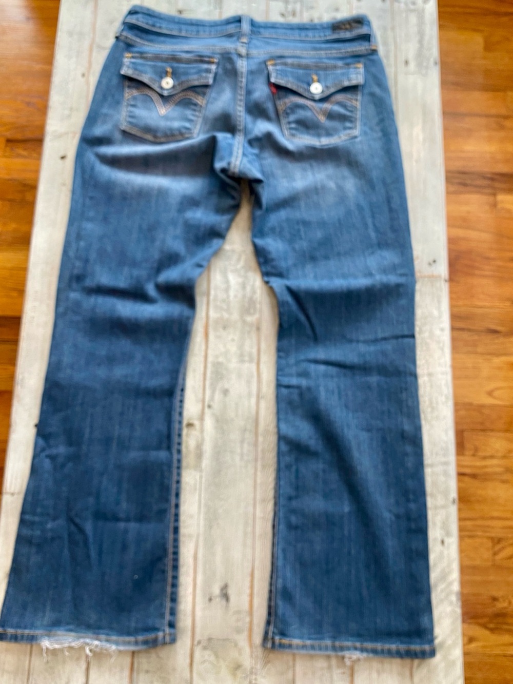 Levi's 545 Medium Blue Low Boot Cut Jeans size 12 with Brass Button